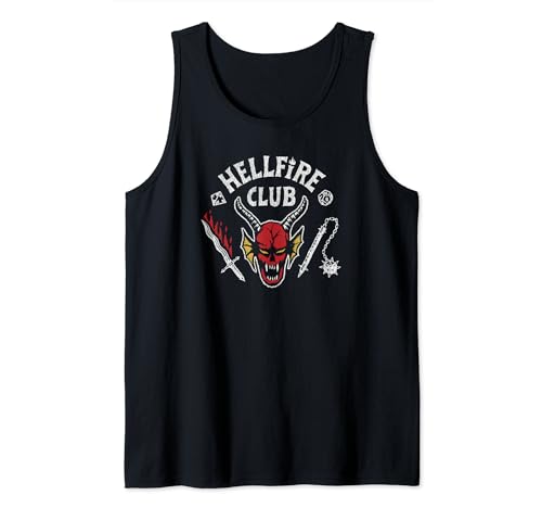 Top regalos para frikis y geeks Stranger Things 4 Hellfire Club Skull & Weapons Camiseta sin Mangas