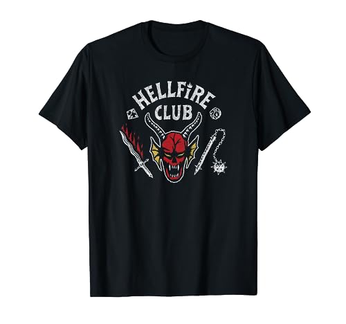 Top regalos para frikis y geeks Stranger Things 4 Hellfire Club Skull & Weapons Camiseta