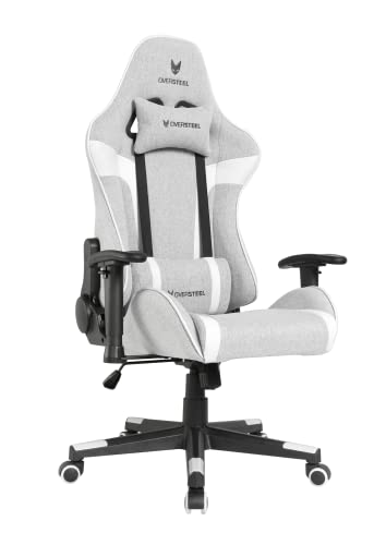 Top regalos para frikis y geeks Oversteel - ULTIMET Silla Gaming Profesional Tela Transpirable, Reposabrazos 2D, Ajustable en Altura, Respaldo Reclinable 180º, Pistón Gas Clase 3, Hasta 120Kg, Color Gris/Blanco