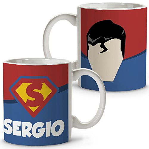 Top regalos para frikis y geeks LolaPix Taza Superhéroes Personalizada con Nombre. Regalo Friki. Varios Diseños y Colores Interior. Super Man.Taza cerámica 330ml