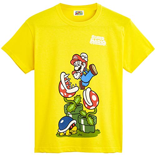 Top regalos para frikis y geeks Super Mario Camiseta Niño, Camisetas de Manga Corta Mario Bros, Ropa Niño Algodón, Regalos para Niños y Adolescentes Edad 4-12 Años (11-12 Años, Amarilla)