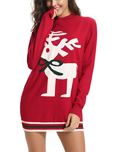 Top regalos para frikis y geeks iClosam Suéter de Navidad Mujer Invierno Jersey de Punto Ciervo Cuello Redondo Suéter Navideño Manga Larga Linda y Moda Jerséis Blusa Navideños Regalo de Año S-XXL