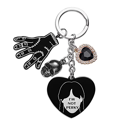 Top regalos para frikis y geeks Melix Home Miércoles mercancía llavero Wensday Addams regalos para BFF hija adolescente niñas corazón llaveros regalo de cumpleaños (Wednesday)