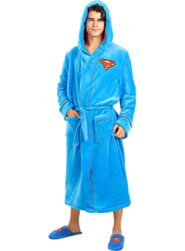 Top regalos para frikis y geeks Funidelia | Bata de Superman para hombre Superhéroes, DC Comics - Accesorios & merchandising - Regalos originales para Navidad, cumpleaños y otras celebraciones - Talla L-XL - Azul