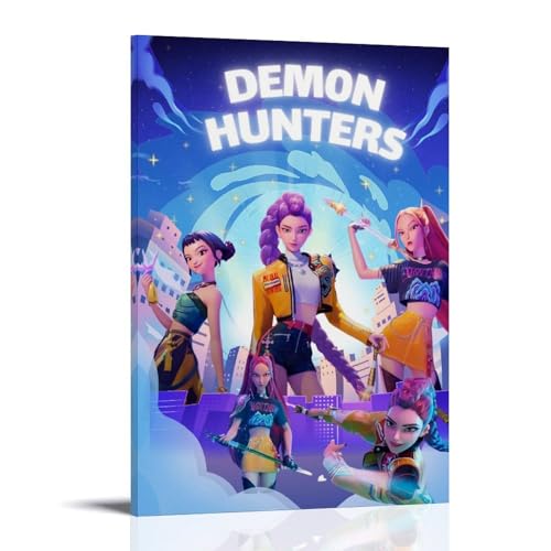 Top regalos para frikis y geeks GZHYMXOZ KPop Demon Hunters - Póster de lienzo clásico popular de anime para pared, pintura decorativa para dormitorio, 20 x 30 cm, estilo marco