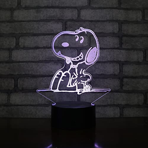 Top regalos para frikis y geeks Wolostore Lampara LED Infantil Snoopy Cambia Color USB Luz nocturna y decoración