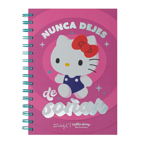 Mr Wonderful - Libreta A5 Hello Kitty x Nunca dejes de soñar - Incluye pegatinas - Libreta personalizada