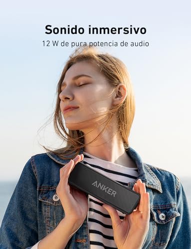 Características de Altavoz inalámbrico Bluetooth Anker SoundCore 2, batería de 24 horas, protección contra el agua IPX7, graves enormes con dos controladores de graves