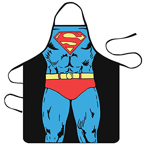 Top regalos para frikis y geeks XingDerK Divertido Delantal de Cocina Impermeable para Hombre Mujer Pareja Cómic Delantal Disfraz Regalo (Superman)