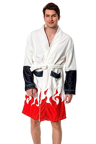Mejores regalos para frikis y geeks Karnestore Albornoz para hombre Namikaze Minato Akatsuki kimono bata de forro polar invierno salón cuello bufanda pijama ropa de dormir