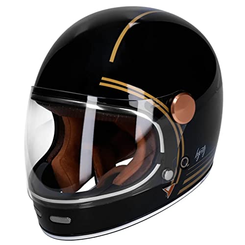 Top regalos para frikis y geeks Casco By City Roadster II Black Gold - Casco de Moto Integral Vintage Clásico Café Racer (XL)