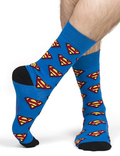 Top regalos para frikis y geeks DC Comics The Batman Superman Calcetines Hombre Divertidos Algodon Colores 40-45 Superman Logo 1 Par