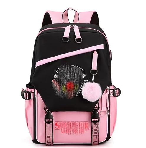 Top regalos para frikis y geeks SHANGYE Stranger Things Mochila, mochila de carga USB, de viaje Bolsas de libro portátil Mochila escolar niños, 44*29*15cm