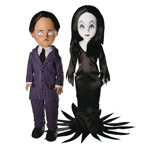 Top regalos para frikis y geeks MEZCO TOYS- Set Figuras Dead Dolls LDD Gomez + Morticia La Familia Addams 25cm Muñecos acción, Multicolor (129008)