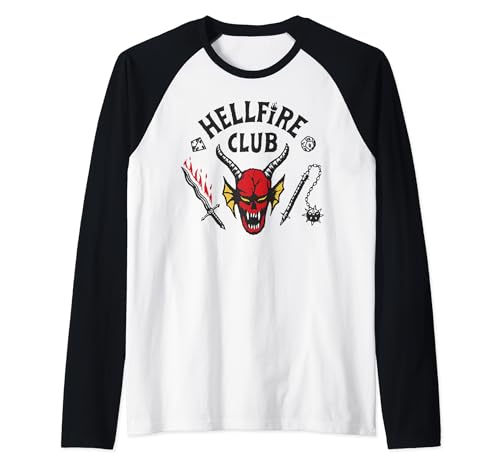 Top regalos para frikis y geeks Stranger Things 4 Hellfire Club Logo Camiseta Manga Raglan