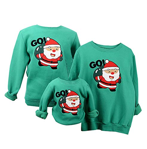 Top regalos para frikis y geeks Sudadera Navideña Familia Jersey Suéter Navideño Sudaderas Navideñas Familiares Sudadera Navidad Hombre Niña Niño Jerséis Jerseys Navideños Pullover Cuello Redondo Ancha Larga Invierno Verde 7-8 T