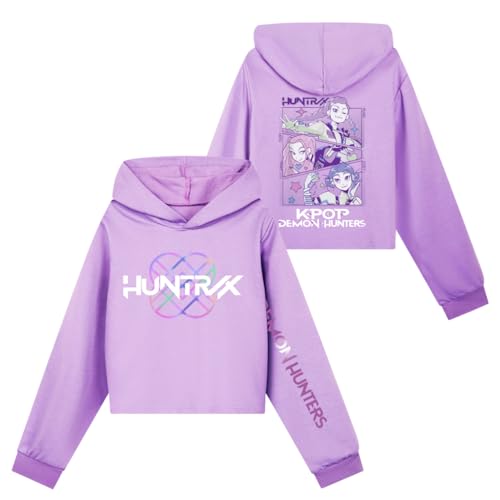 Top regalos para frikis y geeks YiJee Sudaderas KPOP Huntrix para Niñas, Sudadera Corta con Capucha, Moda Y2K Hip Hop Streetwear para Niños Niñas y Fans de K-Pop