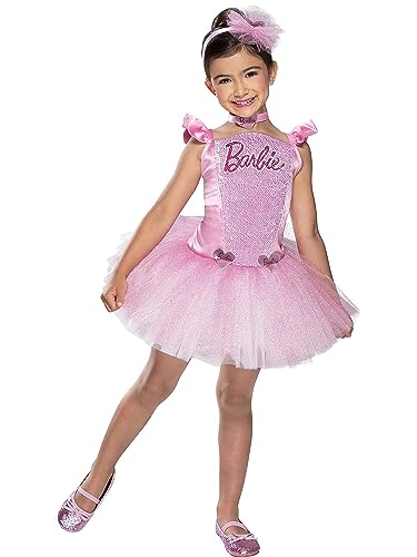 Mejores regalos para frikis y geeks RUBIES Disfraz Barbie Ballerina para niñas, Vestido con tutu, chocker y diadema, Oficial Mattel Barbie para carnaval, navidad, halloween y cumpleaños
