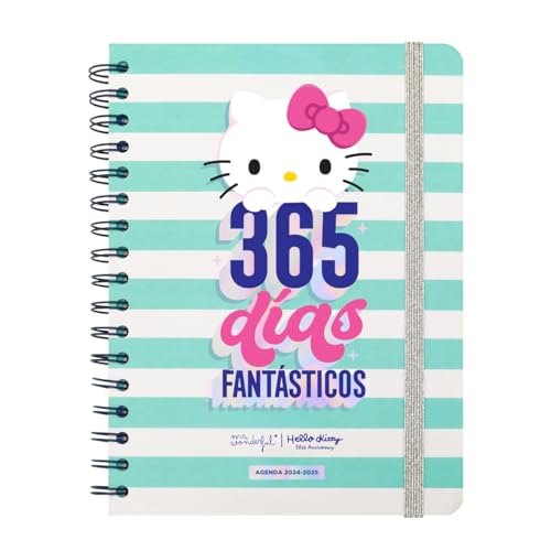 Mr. Wonderful - Agenda 2024/25 Hello Kitty x 365 días fantásticos - Agenda Escolar con Organización Semanal - Incluye 8 hojas de Pegatinas