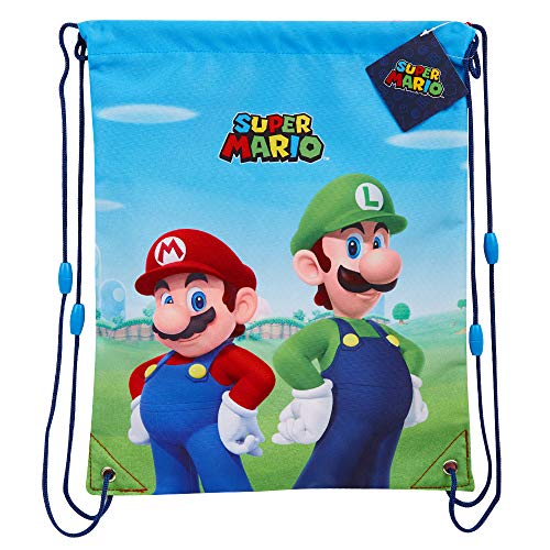 Top regalos para frikis y geeks Super Mario Mochila Niño de Cuerdas, Mochila Deporte Saco con Mario Bros y Luigi, Mochila Cuerdas para Gimnasio Viajes Colegio, Regalos Originales para Niños