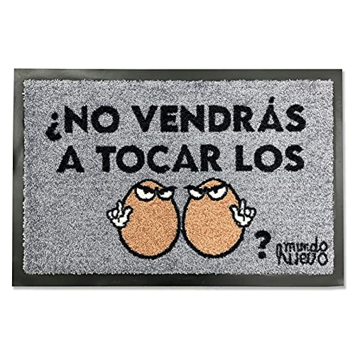 Top regalos para frikis y geeks mundohuevo Felpudo Original con Frase Divertida No vendrás a Tocar los...? | Fibra de Coco sintético | 60x40 cm |Antideslizante | Regalo Divertido para Amigos y Familia