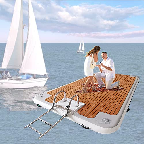 Top regalos para frikis y geeks Plataforma Flotante De Muelle Inflable, Plataforma Móvil con Bomba De Aire Eléctrica, Cojín Flotante Grande Balsa Isla Airbed, Plataforma De Agua para Nadar,2 * 6m/6.6 * 20f