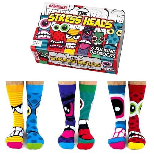 Top regalos para frikis y geeks United Oddsocks - Calcetines térmicos para hombres 6 - Modelo: The Stress Heads, colorido, Talla: 39-46