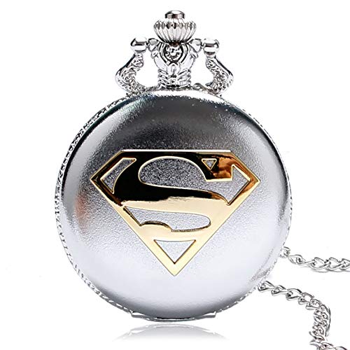 Top regalos para frikis y geeks Reloj de Bolsillo para Hombre, Retro Superman, Reloj de Bolsillo para Hombres, niños, Regalos para Hombres y Mujeres