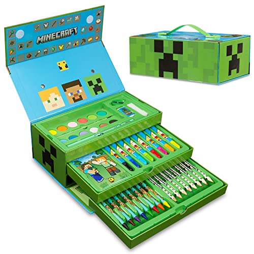Cupón descuento en regalos para frikis y geeks Minecraft Maletín Pinturas para niños con Ceras y Lápices de Colores 40+ Pzs