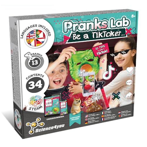 Top regalos para frikis y geeks Science4you - Laboratorio de Bromas para Niños con TikTok - CREA tu TikTok y Haz 13 Bromas Divertidas: CREA Bombas Fetidas - Kit de Ciencia para Niños y Juegos de Experimentos para Niños +8 Años