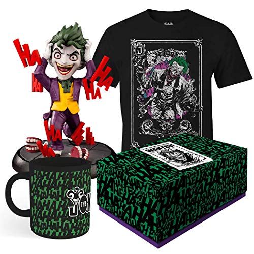 Top regalos para frikis y geeks WOOTBOX – Estuche de regalo para coleccionista – Conjunto – Joker – Camiseta – Figura Qfig & Taza – Talla M