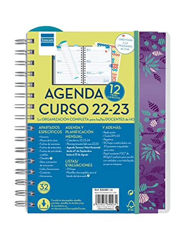 Top regalos para frikis y geeks Finocam - Agenda 2022 2023 Docente Magistral Semana Vista Horizontal Septiembre 2022 - Agosto 2023 (12 meses) Personalizable Flor Español