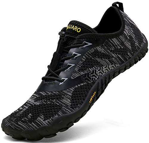 Top regalos para frikis y geeks Zapatillas de Trail Running Minimalistas Barefoot Hombre Mujer Zapatillas de Deporte Exterior Interior,04 Negro,44