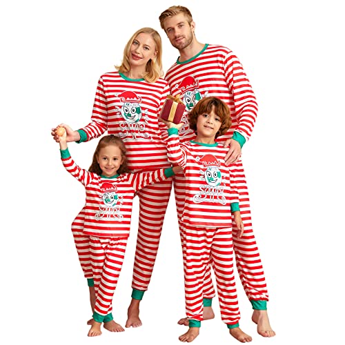 Pijamas Navidad Familia Conjunto, Pijama Navideños Familiares a Juego, Mujer Hombre Parejas Niños Raya Invierno 2 Piezas Ropa de Domir, Elfo Fútbol Ropa de Dormir para Vacaciones Familia Regalos regalos originales para geeks