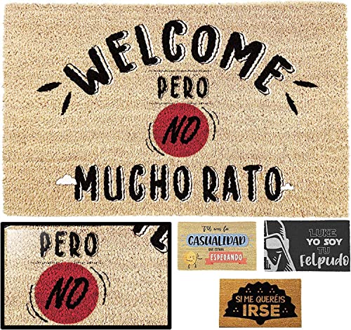 Top regalos para frikis y geeks LucaHome - Felpudo Entrada casa Original y Divertido de Coco Natural - Felpudo Welcome no Mucho rato 40x60 - Ideal para Puerta Exterior o Pasillo, Entrada casa