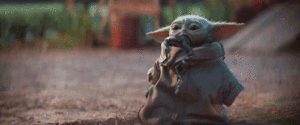 Gif Baby Yoda comiendo una rana
