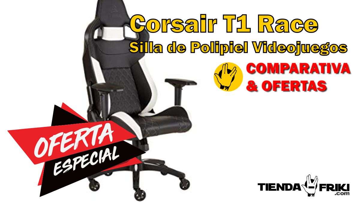 mejor oferta para la silla gaming Corsair T1 Race - Silla de Polipiel Videojuegos